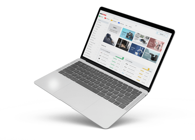 laptop con il sito web di vendita INNPRO visualizzato sullo schermo